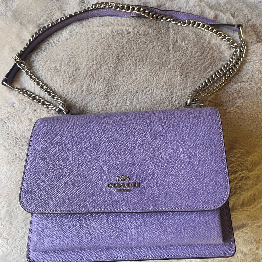 Coach Klare Purple Shoulder/Crossbody Bag with Silver Chain